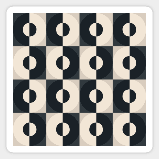 Retro Square and Circle Tile Black and White Sticker